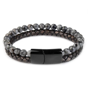 Rugged leather bracelet with magnetic lock 