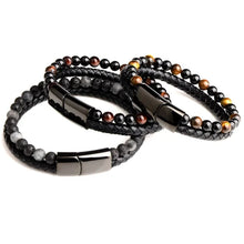 Load image into Gallery viewer, Black braided leather bracelet for men’s fashion