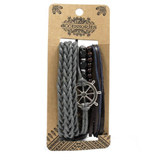 Load image into Gallery viewer, Fashionable men’s bracelets with metal and leather mix