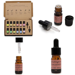 Pure essential oils collection set for relaxation and wellness
