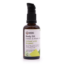 Load image into Gallery viewer, Natural aromatherapy body oil in glass bottle