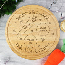 Load image into Gallery viewer, Wooden serving tray for cookies, milk, and Santa’s mince pie