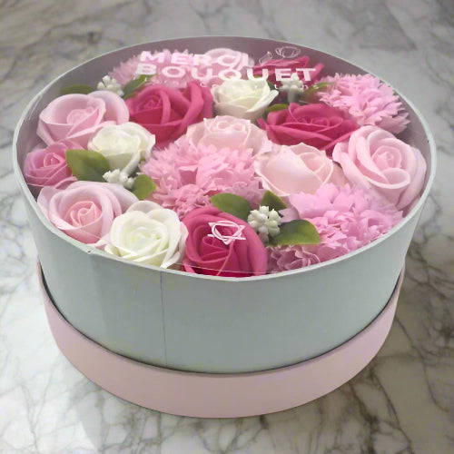 Handmade soap flowers arranged as a romantic floral gift bouquet