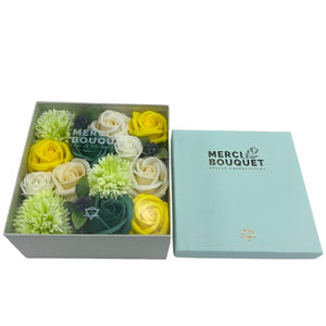 Handmade soap flower gift bouquet with roses and peonies design 