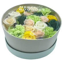 Load image into Gallery viewer, Luxury soap flowers in vibrant colors arranged in a bouquet box