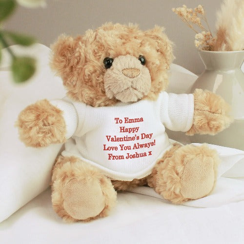  Valentine’s Day personalised teddy bear gift with red shirt
