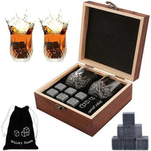 Load image into Gallery viewer, Reusable whiskey rocks and glasses set for men’s bar gifts