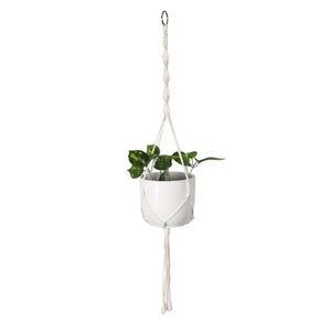 Wall and ceiling hanging macrame rope plant holder