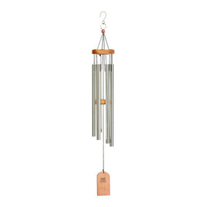 Rustic wood and aluminium wind chime for outdoor home decor