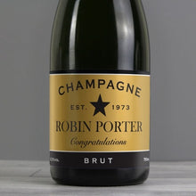 Load image into Gallery viewer, Personalised Black and Gold Label Bottle of Champagne 