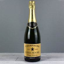 Load image into Gallery viewer, Personalised Black and Gold Label Bottle of Champagne