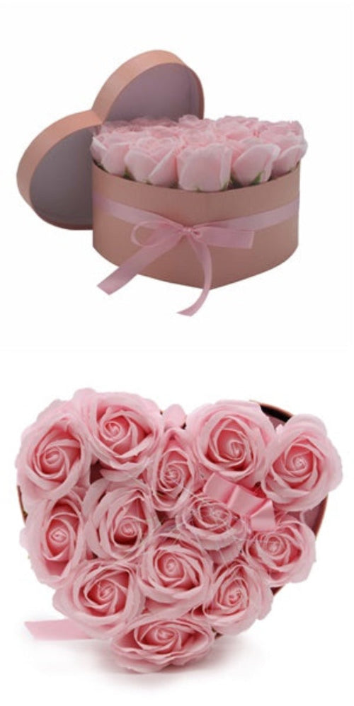 Soap flower bouquet gift box with realistic floral design