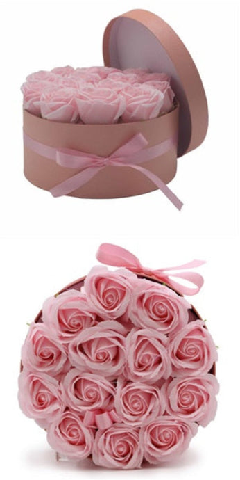 Romantic soap rose bouquet in decorative box