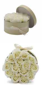 Beautiful soap flowers in gift box for birthdays or anniversaries