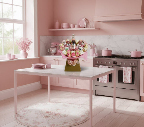 Luxury Pink Gin & Lindor chocolate bouquet with scented Yankee Candle