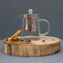 Load image into Gallery viewer, Clear glass teapot with stainless steel infuser