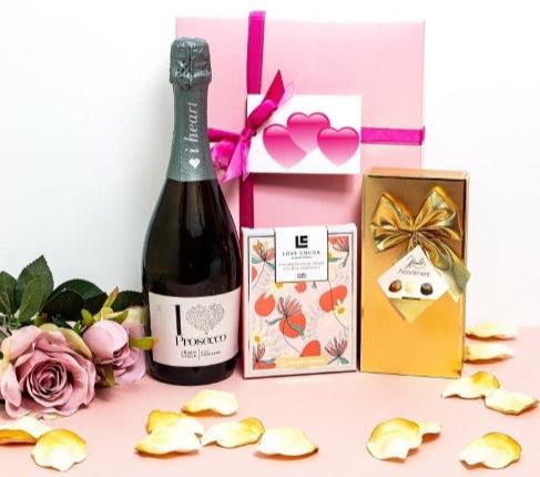 Belgian Chocolate and Prosecco Gift Box Set with truffles and fizz