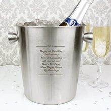 Load image into Gallery viewer, Personalised stainless steel ice bucket engraved with custom message