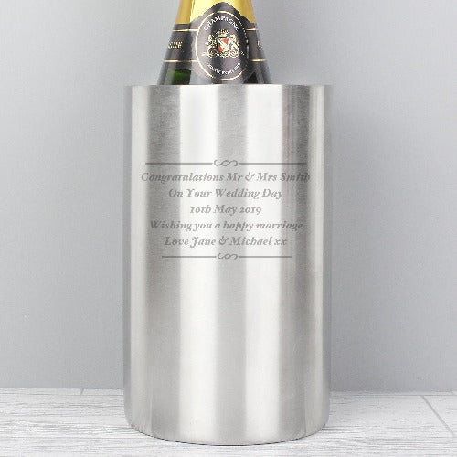 Custom engraved beer and wine bottle chiller gift for him or her