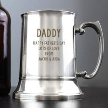 Load image into Gallery viewer, Engraved steel tankard for him with free text personalization