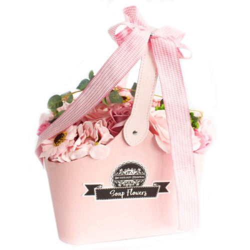 Elegant soap bouquet in wicker basket