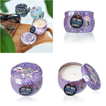 Load image into Gallery viewer, Handmade soy wax candle in iron container