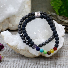Load image into Gallery viewer, Amethyst and tiger eye bracelet for strength and calm