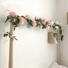 Load image into Gallery viewer, artificial-rose-ivy-vine-flowers-garland-string-with-hanging-ivy-rose-artificial-rose-vine-hanging-flowers-artificial-flowers-garland-artificial-flower-vines-outdoor-artificial-flower-vines-uk-artificial-flower-garland-artificial-flowers