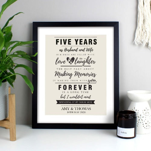 Custom couple name framed anniversary wall art