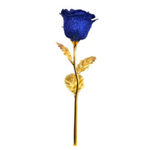 Load image into Gallery viewer, Golden and blue  rose in gift box for anniversary celebration