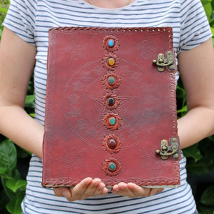 Brown leather notebook with soft cover pages