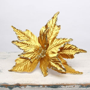  Large glitter poinsettia flower Christmas tree ornament