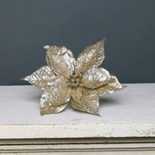 Load image into Gallery viewer, Xmas poinsettia glitter flowers UK festive decorations