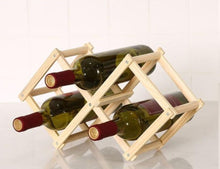 Load image into Gallery viewer, Space-saving wooden wine rack with collapsible design