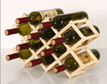 Load image into Gallery viewer,  Foldable wooden rack for storing and displaying wine bottles