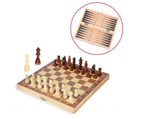 Load image into Gallery viewer, Compact folding wooden magnetic chess board travel gift idea