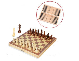 Compact folding wooden magnetic chess board travel gift idea