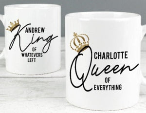 Personalised King & Queen Of Everything Mug Set ¦ Super Gift Online