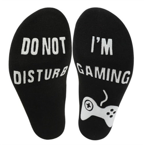 Funny beer socks with Do Not Disturb I M Gaming message