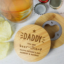 Load image into Gallery viewer, Eco-friendly bamboo coaster and bottle opener with star design
