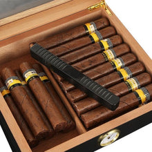Load image into Gallery viewer, Elegant cedar cigar humidor with clear glass lid for premium cigar storage