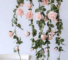 Load image into Gallery viewer, Faux rose garland string for home wall decoration