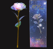 Load image into Gallery viewer, Luxury gold foil rose with fairy lights romantic gift