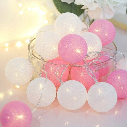 Warm white fairy light garland with cotton ball design