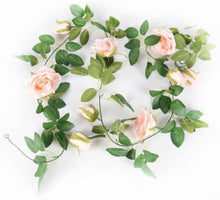 Load image into Gallery viewer, Long artificial garland with roses and green leaves