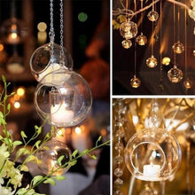Load image into Gallery viewer, Hanging Tealight Holder Glass Globe ¦ Wedding Decoration Crystal Candle Holders