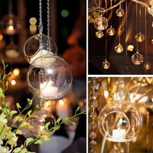 Hanging Tealight Holder Glass Globe ¦ Wedding Decoration Crystal Candle Holders