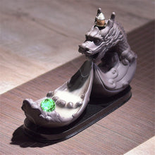 Load image into Gallery viewer, dragon backflow incense burner with color bead and 20pcs cones-backflow incense cones-backflow incense burner uk-backflow incense burner argos-backflow incense burner waterfall-backflow incense burner how to use-unique backflow incense burner