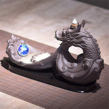 Load image into Gallery viewer, dragon backflow incense burner with color bead and 20pcs cones-backflow incense cones-backflow incense burner uk-backflow incense burner argos-backflow incense burner waterfall-backflow incense burner how to use-unique backflow incense burner