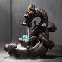 Load image into Gallery viewer, dragon backflow incense burner with color bead and 20pcs cones-backflow incense cones-backflow incense burner uk-backflow incense burner argos-backflow incense burner waterfall-backflow incense burner how to use-unique backflow incense burner